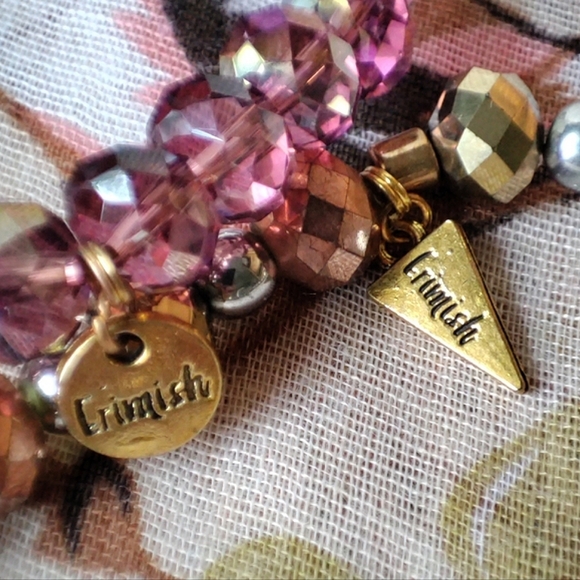 Erimish Pair of Faceted Crystal Stretch Bracelets Brown Purple Hue Copper Silver - Picture 6 of 7